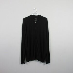 Collars & Co. Zip Up Cardigan Sweater Men XXL Black 100% Merino Wool Casual 494